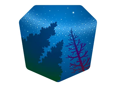 Milky Way illustration night sky stars trees vector