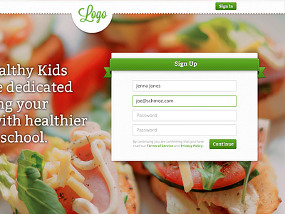 Healthy Kids Home food green home ribbon sign up