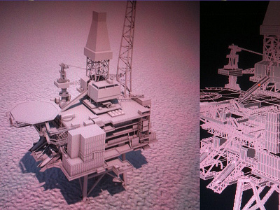 Oil Rig - facebook.com/renderpimp 3d c4d cg cinema4d clay freelance freelancer illustration maxwell model moi3d oil productshot render rig vfx wire