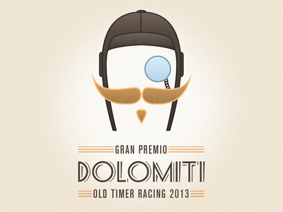 Gran Premio Dolomiti Moustache monocle oldtimer vector vintage