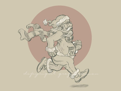 Runner Santa drawing drivingmenuts painting planning sketch xmas