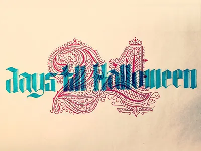 24 Days Till Halloween blackletter calligraphy gothic throwback type typography