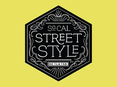 So.Cal Street Style Logo art nouveau branding detailed embellishments fashion intricate line art logo ornaments seal style swash vintage