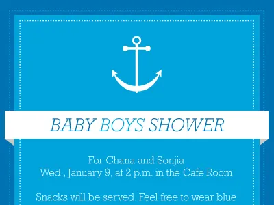 Blue-Themed Combined Baby Shower Invite anchor baby baby boy baby shower blue boy invitation invite ribbon rockwell shower