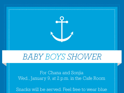 Blue-Themed Combined Baby Shower Invite anchor baby baby boy baby shower blue boy invitation invite ribbon rockwell shower