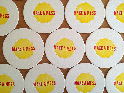 Mess Coasters coaster letterpress mess red type yellow