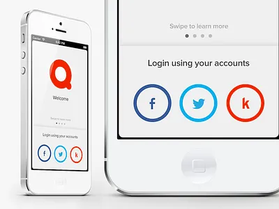 Login - Kippt Client facebook iphone kippt login swipe twitter welcome