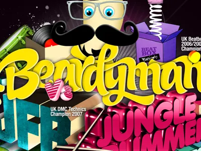 Beardyman vs JFB poster beardyman gimmickal gmk jfb jungle drummer poster razvan coste