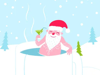 Christmas Wallpaper Detail 01 blue christmas graphic hatchers illustration red santa snow xmas