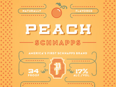 Peach Schnapps alcohol dots flavor icon illustration linework liqueur natural peach schnapps shield