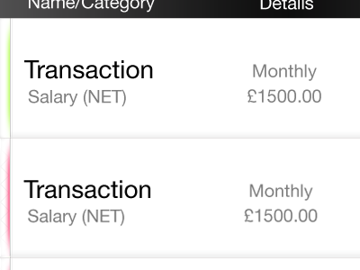 Budget UI TableView app budget ios iphone ui