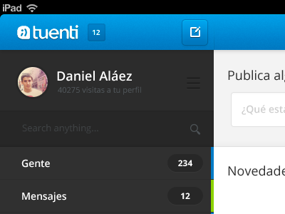 Tuenti App Redesign alaez app create daniel design ios ipad tuenti ui web