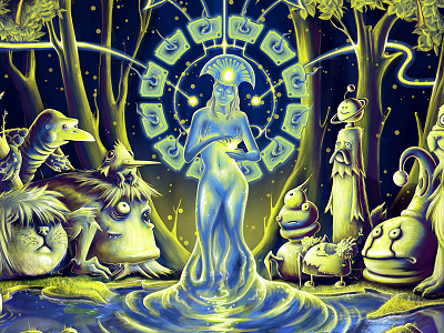 Panta Rei creatures digital fantasy forest illustration painting panta rei photoshop realistic spirit surreal tablet water