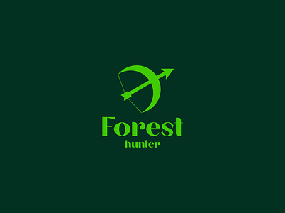 Forest Hunter archer branding calligraphy custom design eco forest forest hunter graphic design green hunt hunter icon logo logo design sale simple text logo typography wordmark