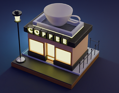 a coffeeshop 3D illustration with blender