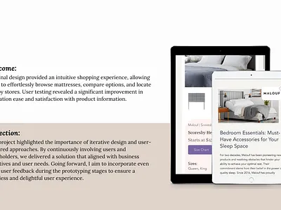 Malouf Furniture Website Design & Mobile Design design furniture interaction design mattress mobile design ux