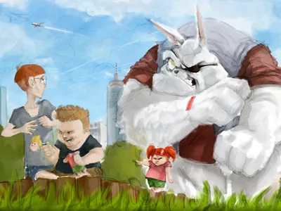 Payback-Bunny in progress digital art illustration photoshop work in progress