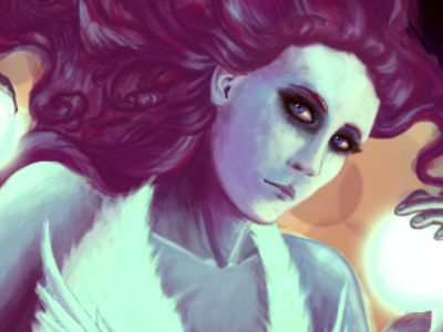 Coral color digital painting photoshop tablet woman