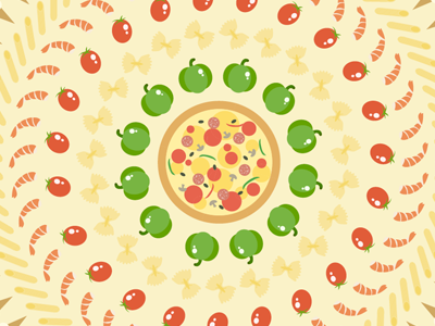 Motion Design cheese food illustration italy motion design muschroom peperoni pepper pizza tomato vector