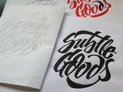 Subtle Goods Logo Foto brushpen calligraphy cloth dalton goods handmade lettering logo subtle type