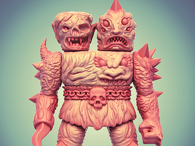 Krawluss the 2-Headed Creature of Doom 3d illustration character design designer toy monster toy design vinyl toy