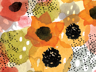 Watercolor floral abstract dots floral flowers illustration pattern watercolor