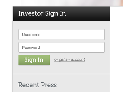 Investor Sign In design log in sign in ui web