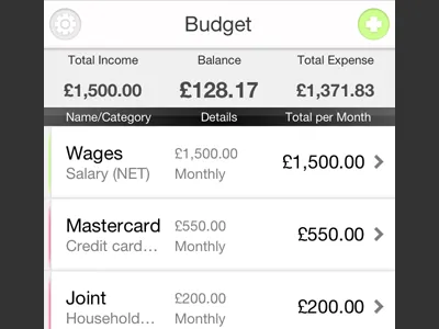 Preview of a Budget App app budget ios iphone ui