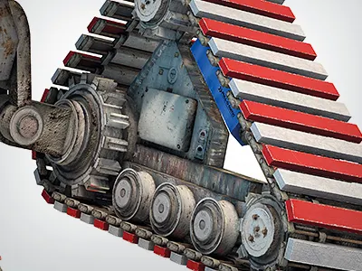 Ticketmachine Robot Treads textured and rigged in cinema 4d