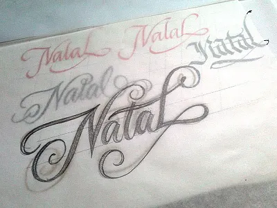 “Christmas” lettering brush pen calligraphy custom types workshop lettering pencil typography