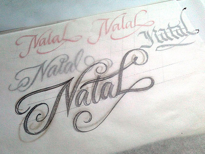 “Christmas” lettering brush pen calligraphy custom types workshop lettering pencil typography