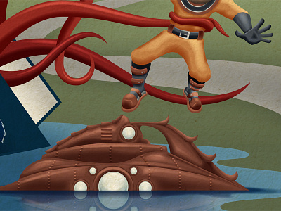 20,000 Leagues Illo illustration nautilus tentacles vector