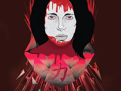 Red cardinalbird color girl paint paintbrush red