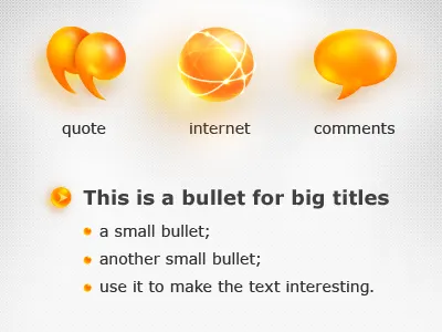 Orange Icons bubble bullet chat comments icon internet kit list orange orb quote