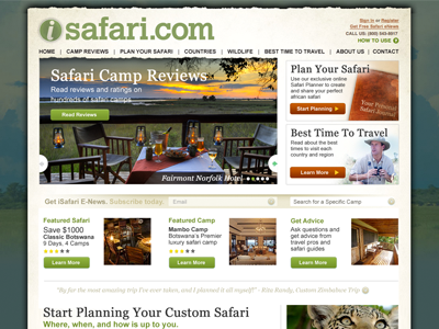 African Safari Planner africa design safari ui web