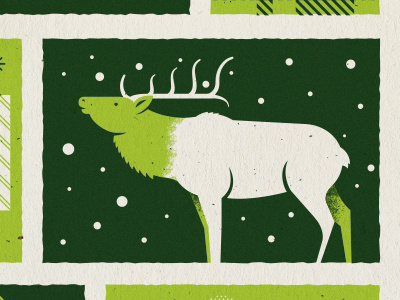 IMM Holiday card card colorado elk green holiday illustration imm nature noise snow