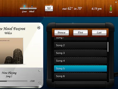 Blues iPad Room Control amp blue blues gloss gui ipad metal reflection texture ui white wood