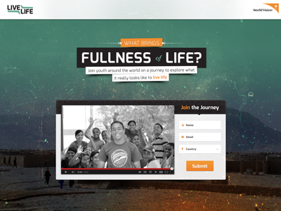 World Vision : Live Life - Simple Splash Page landing non page profit