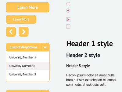 Ui Kit B big buttons dropdown interface kit learn rounded corners ui