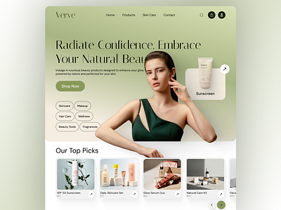 Verve – Beauty Products Website beauty branding beauty website branding cosmetics design digital design ecommerce design figma design graphic design minimal minimal design online shopping responsive design ui ui design user experience ux ux design web design website concept