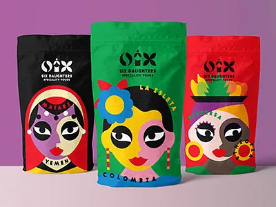 Six Daughters Coffee animation branding graphic design