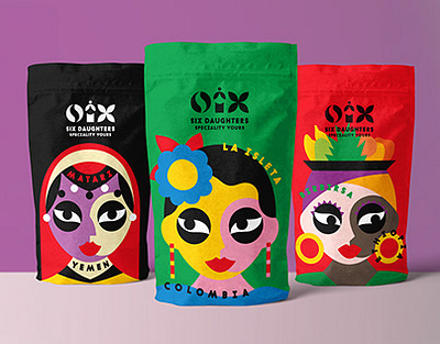 Six Daughters Coffee animation branding graphic design