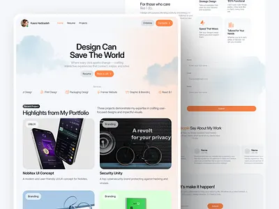 Portfolio Hero Section - Framer cloud design portfolio figma framer header banner hero section personal website portfolio portfolio hero section ui user friendly web design web development