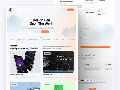 Portfolio Hero Section - Framer cloud design portfolio figma framer header banner hero section personal website portfolio portfolio hero section ui user friendly web design web development