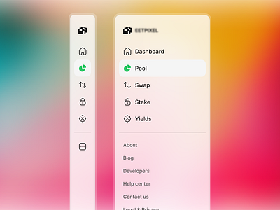 Sidebar for DeFi application/web3 blockchain crypto crypto wallet defi design minimalism sidebar ui design uidesign uxdesign web design