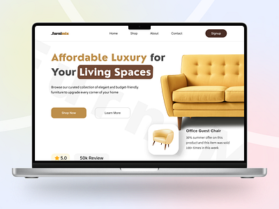 Furniture E-Commerce (Hero Section) Landing Page Design dashboard figma mobiledesign responsive design screenshot ui uiux ux