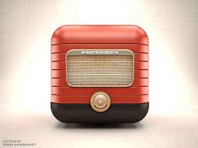 3D Retro Radio IOS Icon 3ds 60s 70s corporate icon ios ipad iphone leather max radio realistic retro sports store vray wood