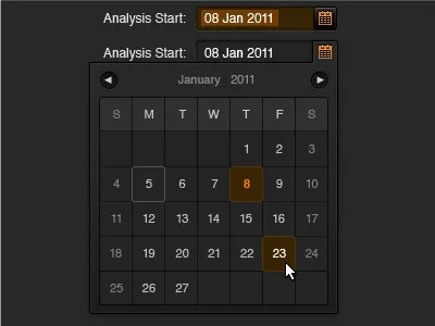 Date picker calendar dark date picker interaction state