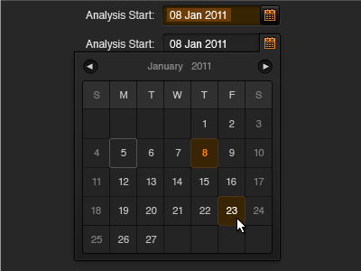 Date picker calendar dark date picker interaction state