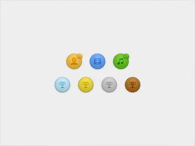 Profile Badges 16px 32px award awards badge badges bubble community forum icons member online orb profile rainbow round song trophy user vector video